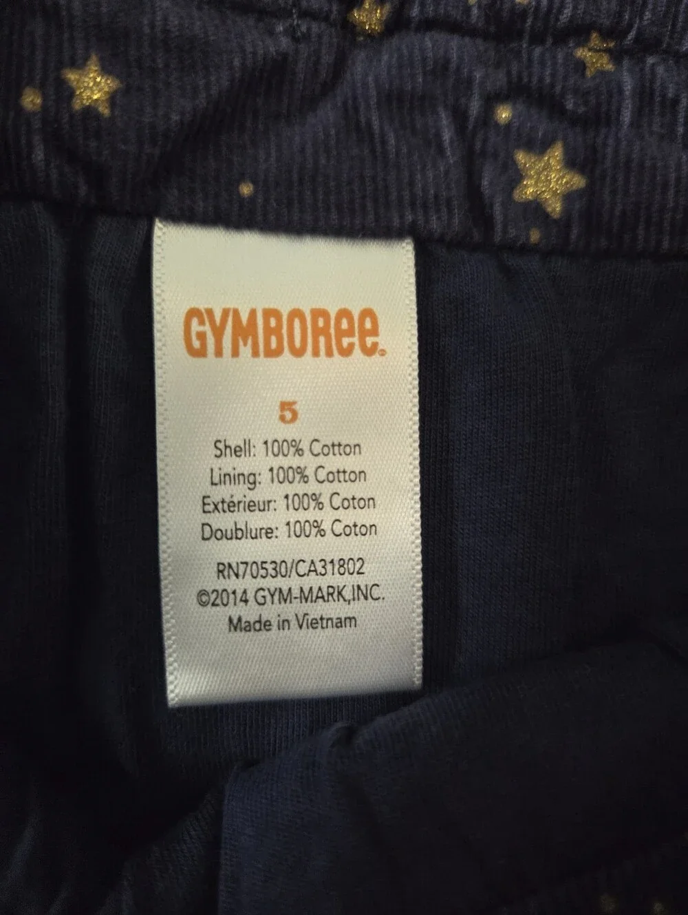Gymboree Girls 5 Blue/Gold Stars Corduroy Bubble Skirt